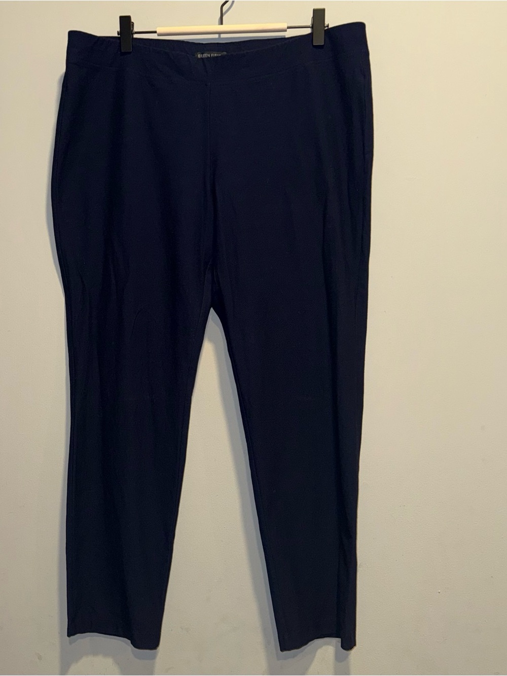 Eileen Fisher Navy Straight Leg Pull-On Trousers